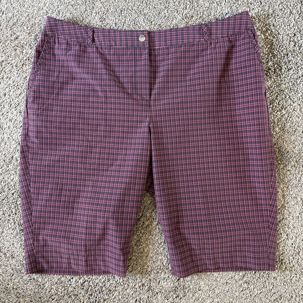 ANNIKA BY CUTTER & BUCK WOMEN'S GOLF SHORTS PINK PLAID SIZE: 14